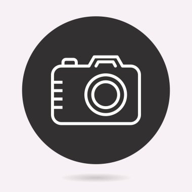 Kamera simgesi. Vektör illüstrasyon izole. Grafik ve web tasarımı için basit piktogram.