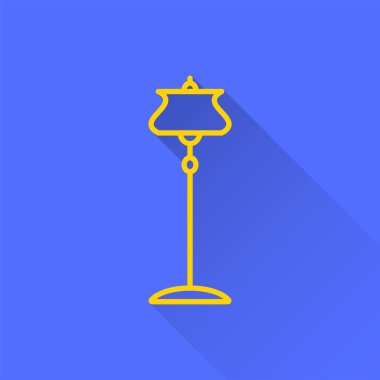 Aydınlatma vektör simge uzun gölge ile. İllüstrasyon izole grafik ve web tasarımı için mavi arka plan üzerinde.