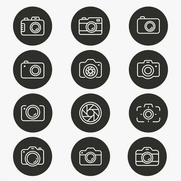 Icono Foto Vector Conjunto Cámara Captura Cine Mucho Más Botón — Archivo Imágenes Vectoriales