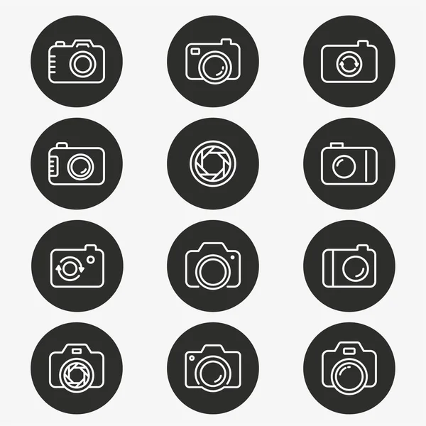 Icono Foto Vector Conjunto Cámara Captura Cine Mucho Más Botón — Archivo Imágenes Vectoriales