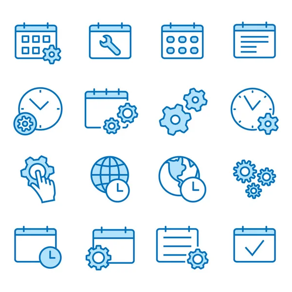 Paramètres Calendrier Ligne Plate Icônes Réglées Avc Modifiable Changement Toute — Image vectorielle