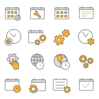 Ayarları düz çizgi Icons set takvim. Düzenlenebilir inme. Herhangi bir boyut ve herhangi bir renk değiştirme.