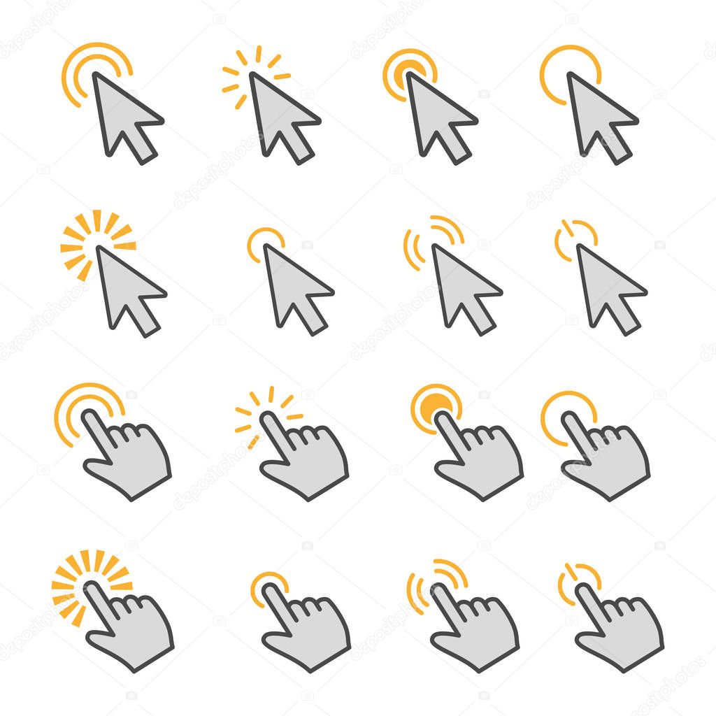 Click flat line icon set. Change to any size and any colour.