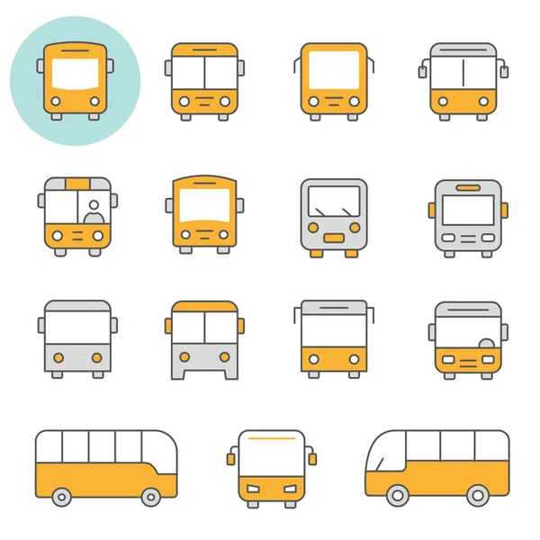 Bus Flat Line Icons Editable Stroke Change Any Size Any — Stock Vector