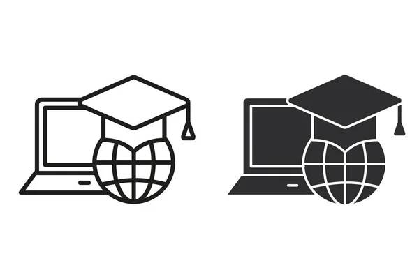 E-learning distance education vector icon. Black illustration isolated on white. Simple pictogram for graphic and web design.