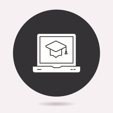 E-öğrenme uzaktan eğitim simgesi. Vektör illüstrasyon izole. Grafik ve web tasarımı için basit piktogram.