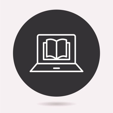 E-öğrenme uzaktan eğitim simgesi. Vektör illüstrasyon izole. Grafik ve web tasarımı için basit piktogram.
