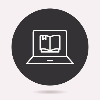 E-öğrenme uzaktan eğitim simgesi. Vektör illüstrasyon izole. Grafik ve web tasarımı için basit piktogram.