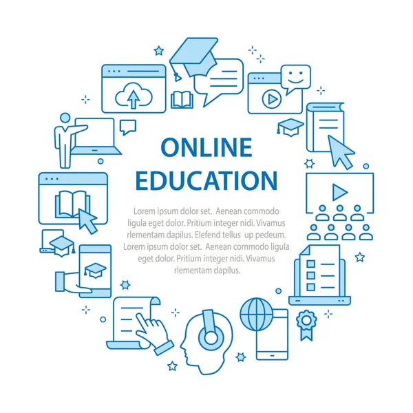 Иконки Дистанционного Образования Интерфейса Веб Сайта Баннера Печати — стоковый вектор