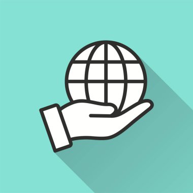 E-öğrenme uzaktan eğitim vektör simge uzun gölge ile. İllüstrasyon izole grafik ve web tasarımı için mavi arka plan üzerinde.