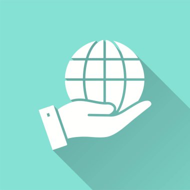 E-öğrenme uzaktan eğitim vektör simge uzun gölge ile. İllüstrasyon izole grafik ve web tasarımı için mavi arka plan üzerinde.