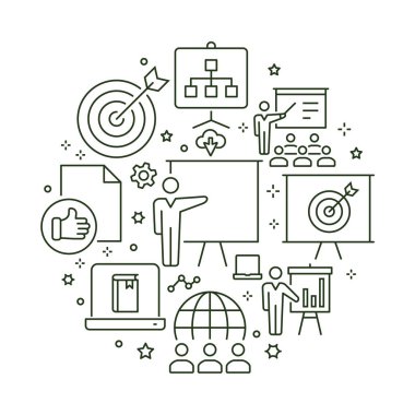 Sunuyu anahat Icons set arabirimi, Web sitesi, afiş, yazdırma için.