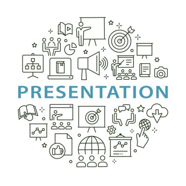 Sunuyu anahat Icons set arabirimi, Web sitesi, afiş, yazdırma için.