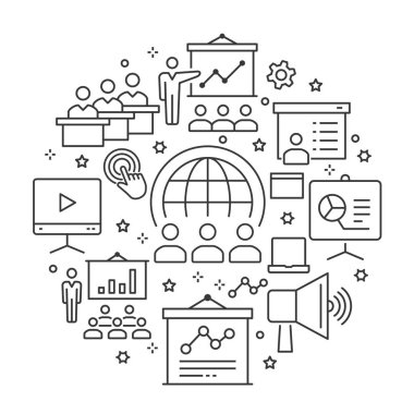 Sunuyu anahat Icons set arabirimi, Web sitesi, afiş, yazdırma için.