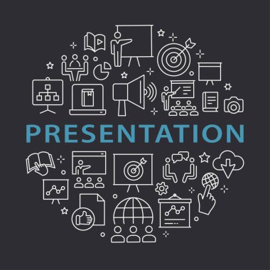 Sunuyu anahat Icons set arabirimi, Web sitesi, afiş, yazdırma için.