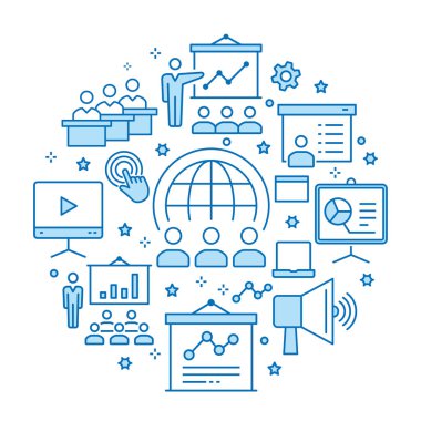 Sunuyu anahat Icons set arabirimi, Web sitesi, afiş, yazdırma için.