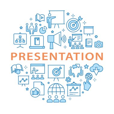 Sunuyu anahat Icons set arabirimi, Web sitesi, afiş, yazdırma için.