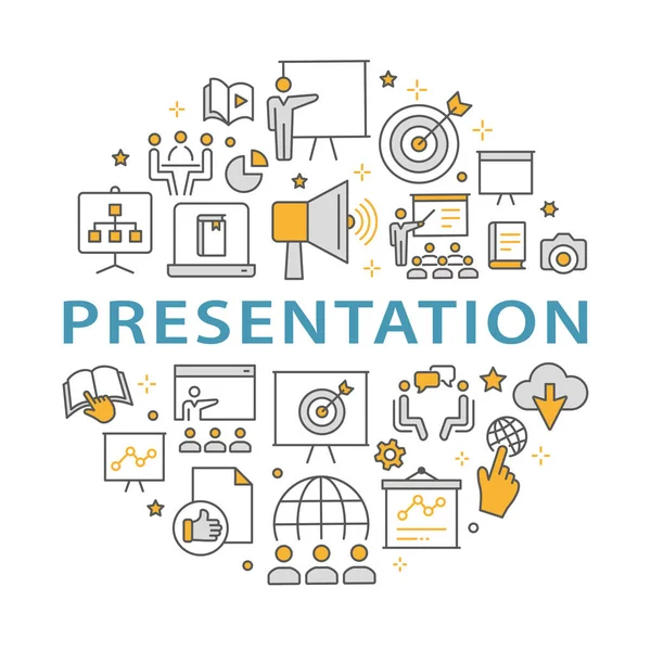 Sunuyu anahat Icons set arabirimi, Web sitesi, afiş, yazdırma için.