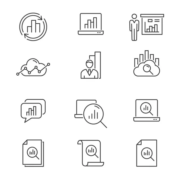 Zeilensymbole Für Die Datenanalyse Unternehmen Forschung Markt Berechnung Statistik Und — Stockvektor