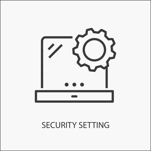 Data security flat line icon on white background. — Stock Vector