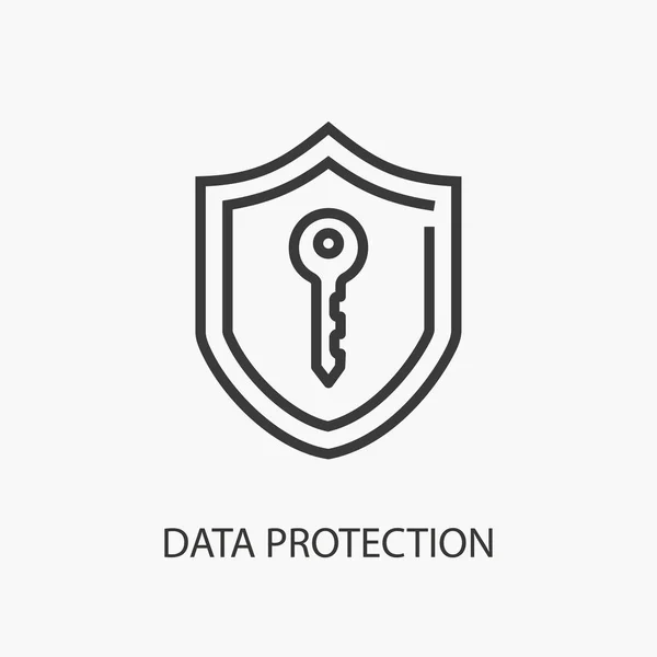 Data security platt linje-ikonen på vit bakgrund. — Stock vektor