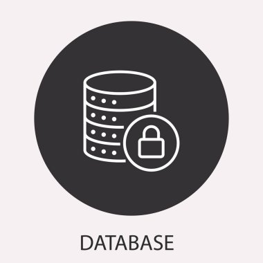 Veri güvenlik satırı vektör simgesi. Yuvarlak düğmesi.