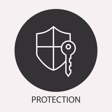 Veri güvenlik satırı vektör simgesi. İllüstrasyon izole tasarım, Infographic ve Web sitesi için.