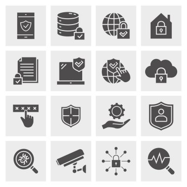 Güvenlik Icon set. Grafik ve web tasarım için izole çizimler.