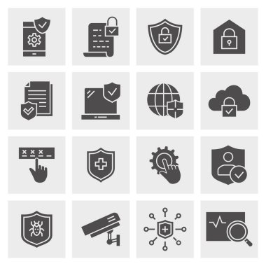 Güvenlik Icon set. Grafik ve web tasarım için izole çizimler.