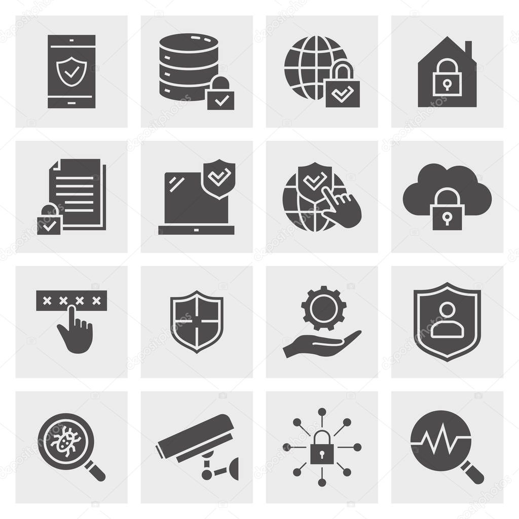 Security icon set. Illustrations isolated for graphic and web design.