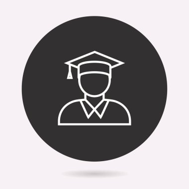 Mezuniyet - vektör simgesi. İllüstrasyon izole. Basit piktogram.