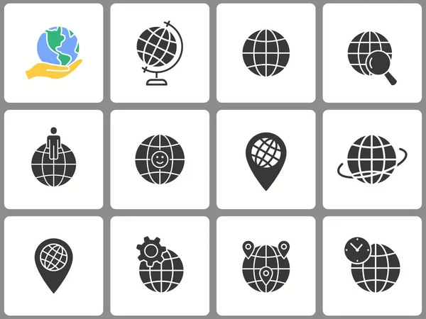 Conjunto de iconos Globe. Ilustraciones aisladas en blanco . — Vector de stock