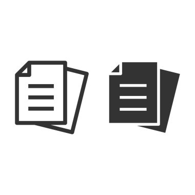 Belge simgesi kümesi. Beyaz üzerine yalıtılmış çizimler.