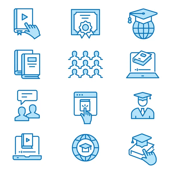 Iconos de línea plana de educación en línea. Trazos editables . — Vector de stock
