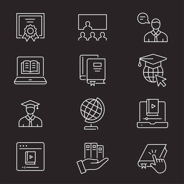 Conjunto de iconos de educación online. Ilustraciones aisladas en blanco . — Vector de stock