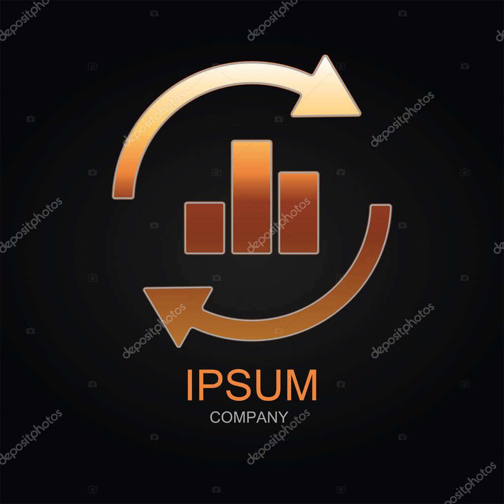 Data analysis icon. Vector Illustration. Design logo element. Isolated on black background.
