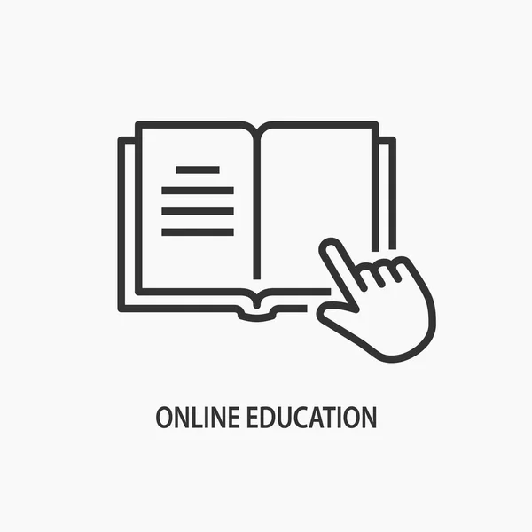 E-learning education plat lijn pictogram op witte achtergrond. — Stockvector