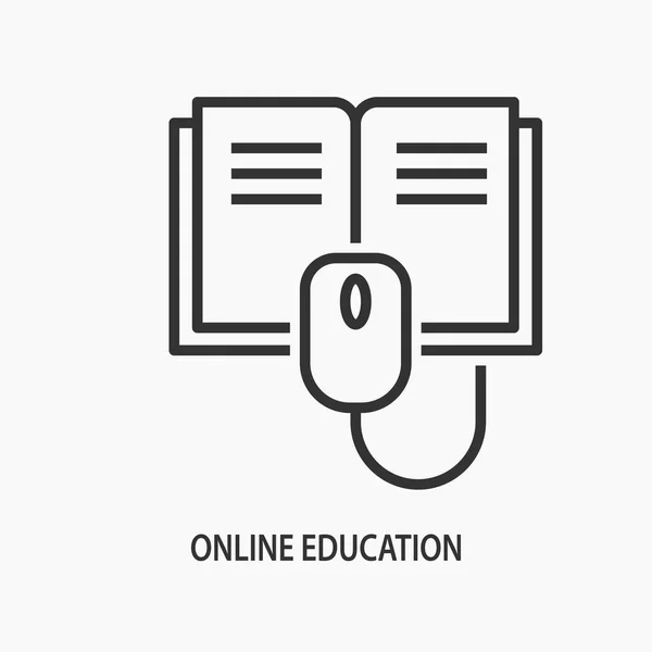 E-learning education plat lijn pictogram op witte achtergrond. — Stockvector