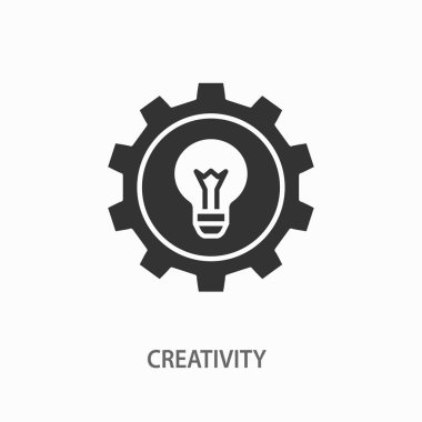 Grafik ve web tasarımı için dişli vektör simgesi ile Lamba ampul.