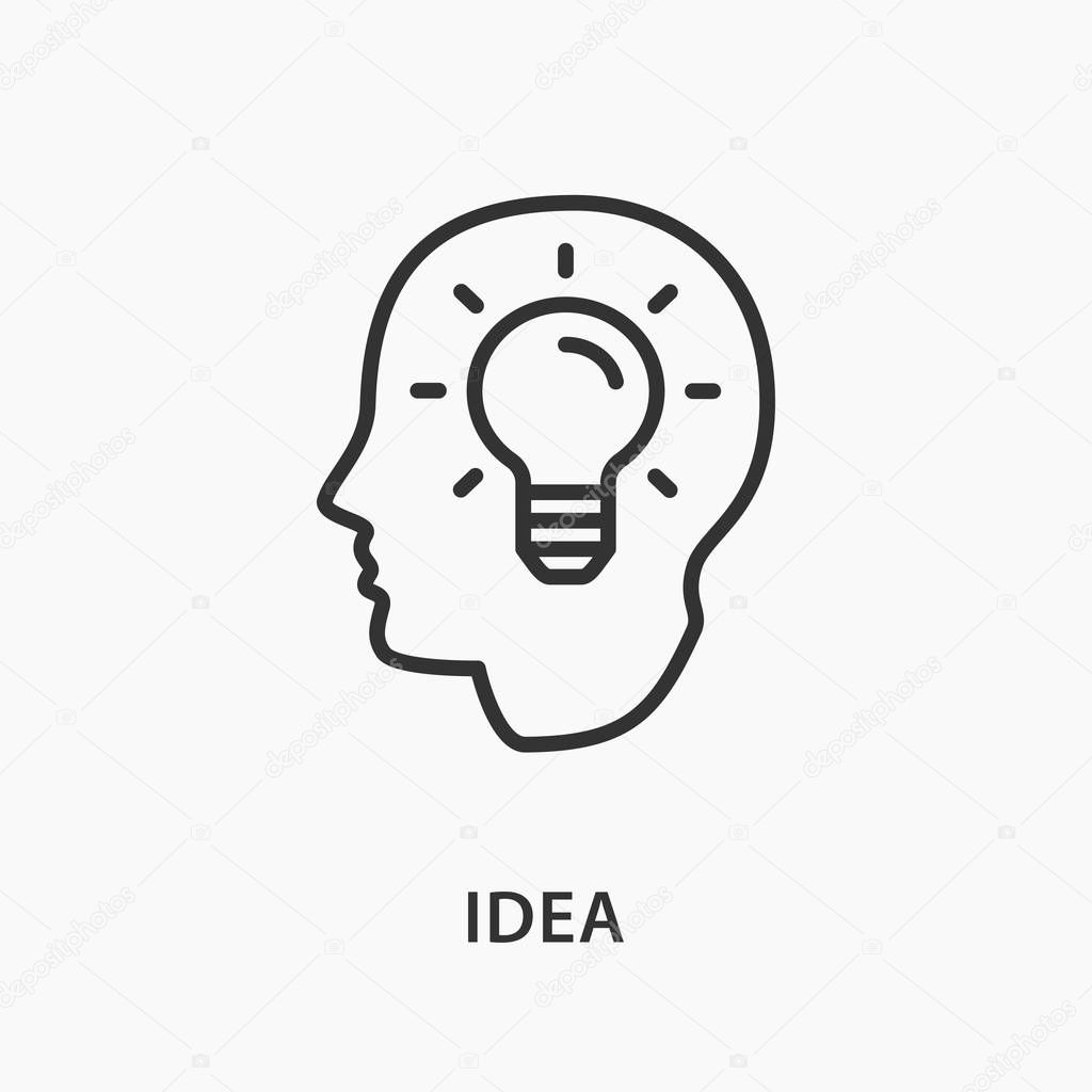 Creative brain idea icon on white background.