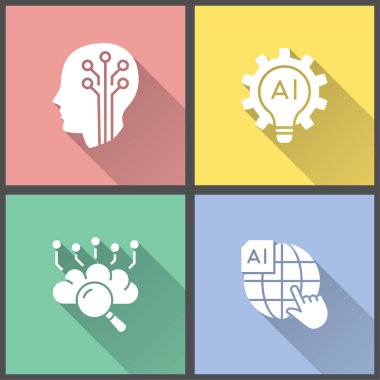 Yapay zeka - grafik ve web tasarımı için vektör simgesi.