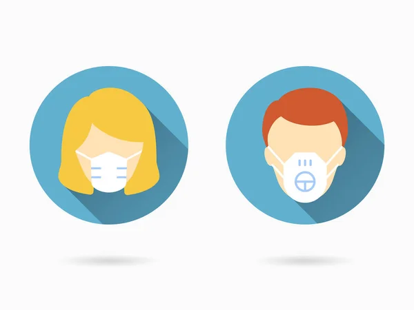 Medizinische Gesichtsmaske Ikone Einfache Illustration Mit Langem Schatten Isoliert Für — Stockvektor