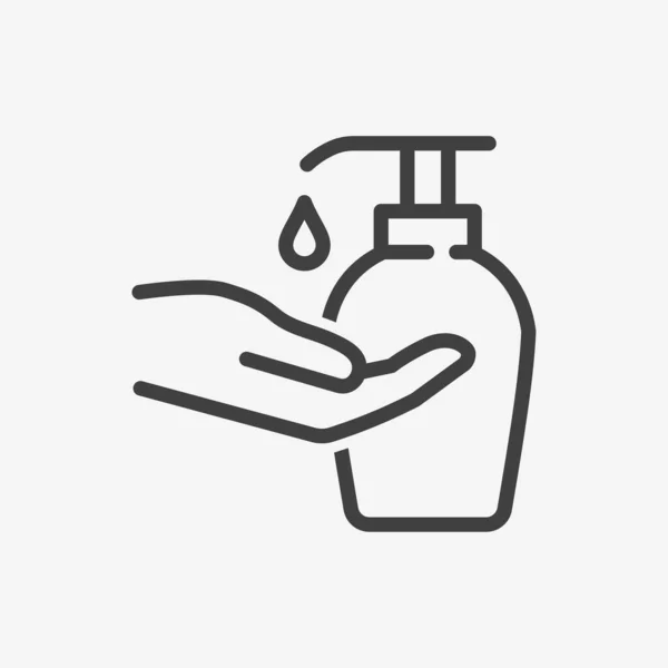 Lavagem Mão Ícone Linha Desinfetante Ilustração Vetorial Sobre Fundo Branco — Vetor de Stock