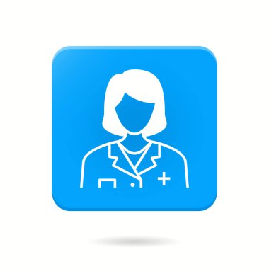 Doktor ikonu. Vektör illüstrasyonu izole edildi. Grafik ve web tasarımı için basit pictogram.