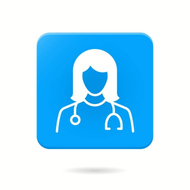 Doktor ikonu. Vektör illüstrasyonu izole edildi. Grafik ve web tasarımı için basit pictogram.