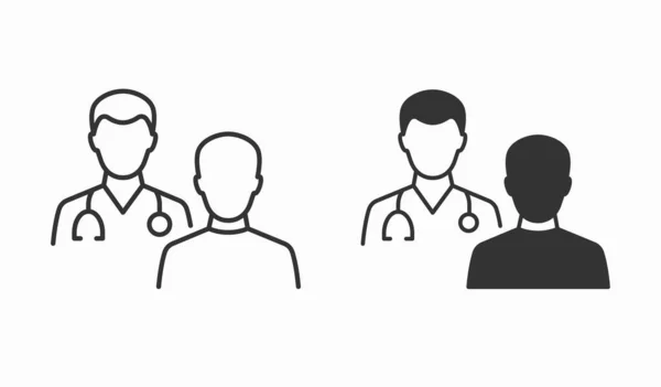Icône Médecin Patient Illustration Vectorielle Noire Isolée Sur Blanc — Image vectorielle