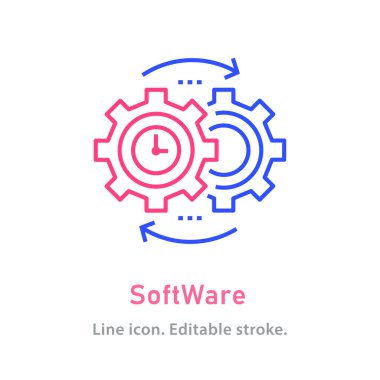 Beyaz arkaplanda yazılım ana hatları simgesi. Düzenlenebilir felç. Vektör illüstrasyonu.