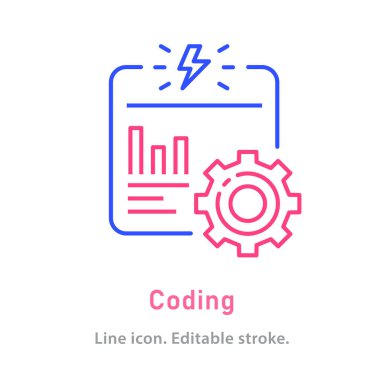 Beyaz arkaplanda kodlama simgesi. Düzenlenebilir felç. Vektör illüstrasyonu.