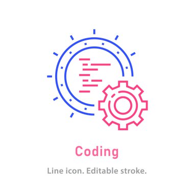 Beyaz arkaplanda kodlama simgesi. Düzenlenebilir felç. Vektör illüstrasyonu.