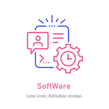 Beyaz arkaplanda yazılım ana hatları simgesi. Düzenlenebilir felç. Vektör illüstrasyonu.
